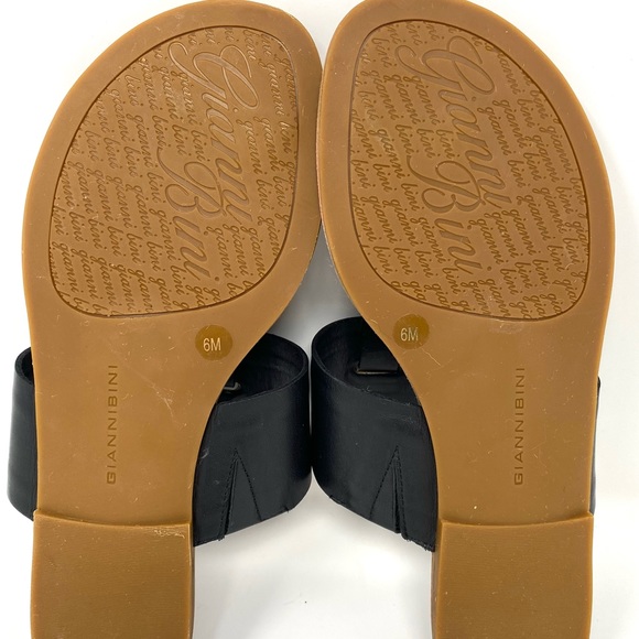 GIANNI BINI Women's Thong Black Leather Flat Sandals FAIRISS 6M - Picture 12 of 13